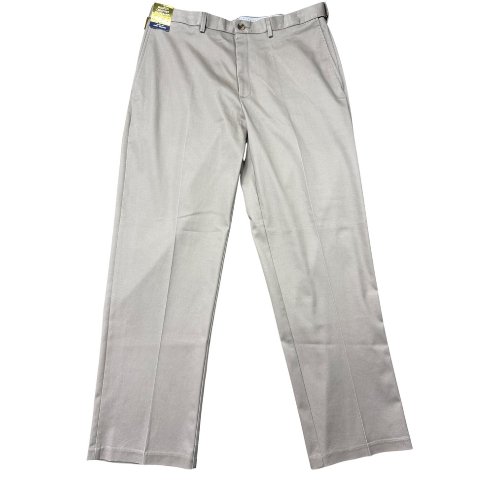 Haggar Premium Khaki Pants Mens 38x32 Tan NWT Classic Fit Iron Free Stretch Twil